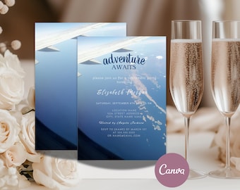 Adventure Awaits Retirement Party Invitation Travel Retirement Party Invite Editable Template Instant Download Canva