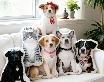 Custom Pet Pillow, Personalized Dog Cat Pillow, Custom Photo Pet Portrait Cushion, Pet Memorial Gift, Pet Lover Gift, Dog Mom Gift