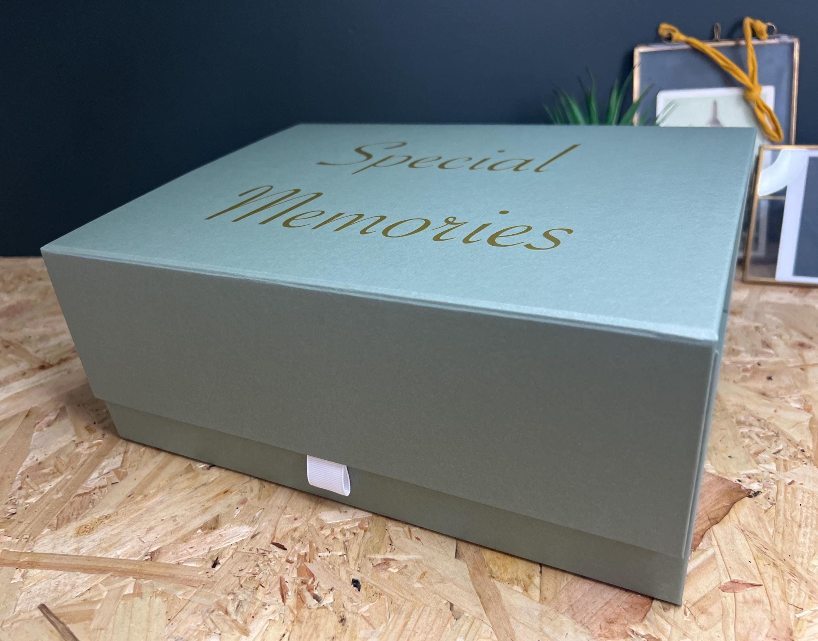 Sage Green Custom Magnetic Memory Box With Gold Script Lettering - Etsy UK