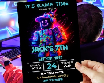 Roblox Invitation, Roblox Birthday Invitation, Editable Party Invite (Digital Download)