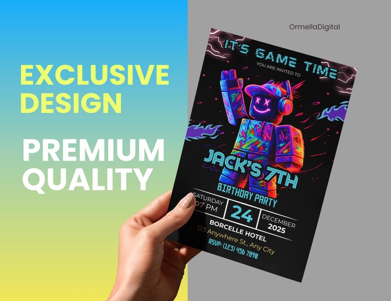 Roblox Birthday Invitation , Roblox invite, Editable Party Invite (Digital Download) image 15