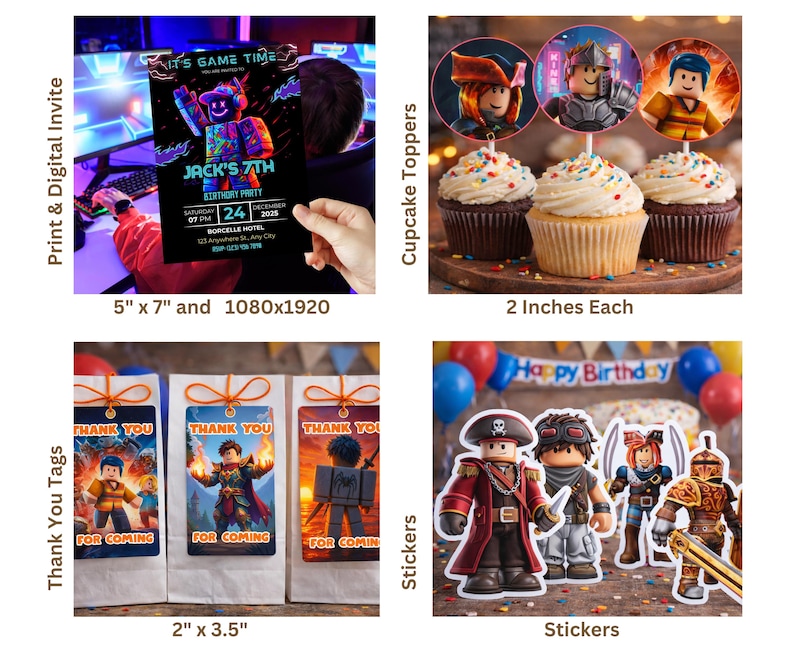 Roblox Birthday Invitation , Roblox invite, Editable Party Invite (Digital Download) image 3