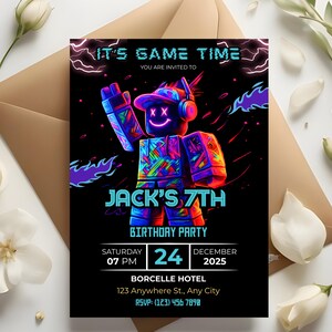 Roblox Birthday Invitation , Roblox invite, Editable Party Invite (Digital Download) image 10