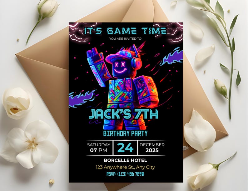 Roblox Birthday Invitation , Roblox invite, Editable Party Invite (Digital Download) image 10