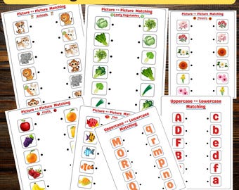 50 Printable Matching Worksheets Bundle | Kindergarten Preschool Activity Sheets | Busybook, Educational Pages, Kids Worksheet