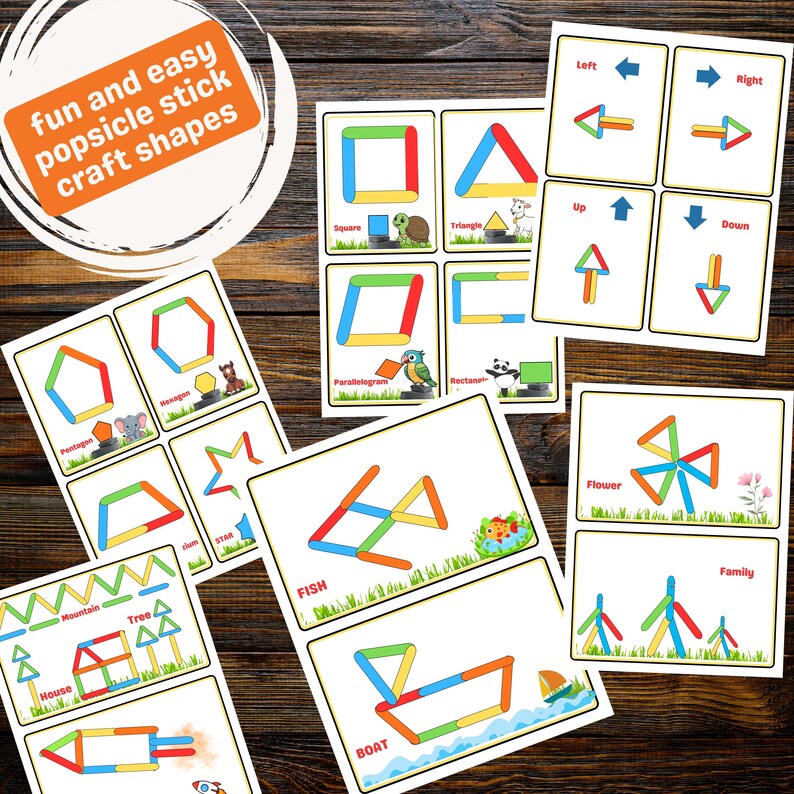 Popsicle Stick Shapes Activity: Montessori Printable Templates (digital ...