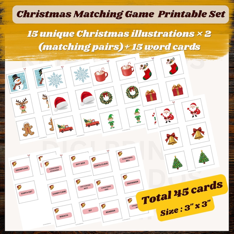 Christmas Memory Game Printable | Holiday Matching Cards (PDF) - Etsy