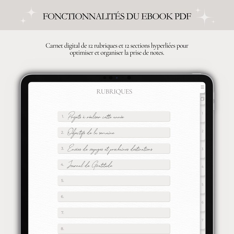 Digital Notebook With Hyperlink (PDF, French) | Note Taking ...
