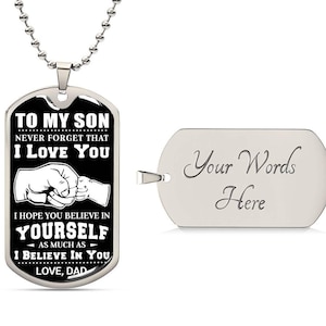 To My Son Love Dad Dog Tag Necklace Military Personalized, Son Gift From Father