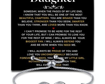 To My Daughter Bracelet Infinity Chain Jewelry, Meaningful Message Gift from Mom Dad