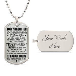 To My Daughter Dog Tag Necklace Personalized, Military Gift for Daughter from Mom Dad