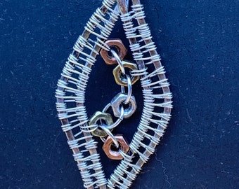 Collar tejido de Plata de Ley con tuercas multimetálicas