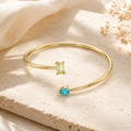 Personalized Double Birthstone Cuff Bangle, Custom Engraved Birthstone Bracelet, Meaningful Xmas Gift for Mom, Couple\u2019s Birthstone Jewelry