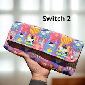 Cat Print Nintendo Switch 2 Carring Case, Travel Storage Case with Game Card Slots