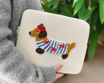 Dachshund Laptop Sleeve, Cute Dog Laptop Case, Padded MacBook & iPad Sleeve