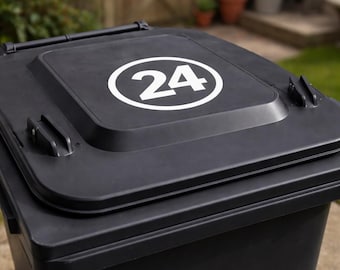 Pegatina personalizada para cubo de basura con número de casa – pegatina de vinilo impermeable
