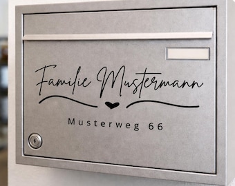 Calcomanía para buzón con nombre de familia – Vinilo moderno / Resistente a la intemperie / Personalizable --Art.084--