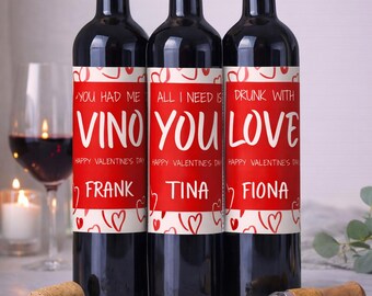 Etiqueta personalizada para botella de vino de San Valentín: nombre y edad personalizados --Art.94--