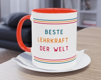 Beste Lehrkraft der Welt Taza de café bicolor, 11 oz