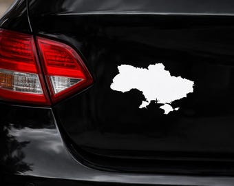 Pegatina para coche con el mapa de Ucrania / Vinilo blanco / Silueta del país / Parachoques trasero y maletero / Calcomanía minimalista de viaje --Art.090--