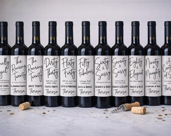 Etiqueta de vino personalizada para cumpleaños: nombre y edad personalizados, decoración para fiestas --Art.92--