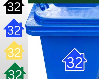 Pegatinas personalizadas con número para cubos de basura | Adhesivos exteriores impermeables | Etiquetas personalizadas para contenedores
