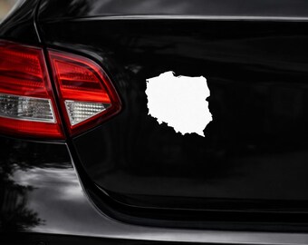 Pegatina para coche con el mapa de Polonia / Vinilo blanco / Silueta del país / Parachoques trasero y maletero / Calcomanía minimalista de viaje --Art.088--