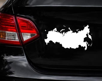 Pegatina para coche con mapa de Rusia / Vinilo blanco / Silueta de país / Parachoques trasero y maletero / Calcomanía minimalista de viaje --Art.089--
