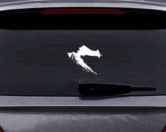 Pegatina para coche con el mapa de Croacia / Vinilo blanco / Silueta del país / Parachoques trasero y maletero / Calcomanía minimalista de viaje --Art.083--