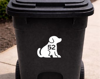 Pegatina personalizada para cubo de basura con número de casa – pegatina de vinilo impermeable