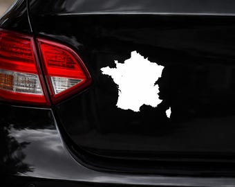Pegatina para coche con mapa de Francia / Vinilo blanco / Silueta de país / Parachoques trasero y maletero / Calcomanía minimalista de viaje --Art.087--