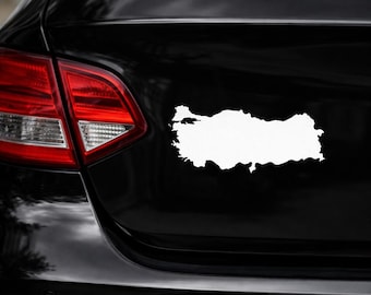 Pegatina para coche con mapa de Turquía / Vinilo blanco / Silueta de país / Parachoques trasero y maletero / Calcomanía minimalista de viaje --Art.091--