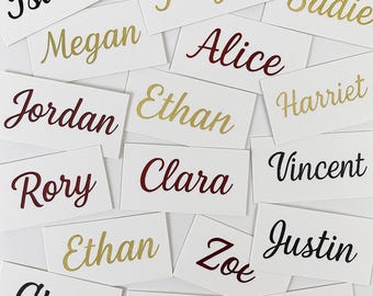 Pegatinas de vinilo personalizadas 7 × 12 cm | Pack múltiple de etiquetas | Tarjetas de lugar para invitados | Eventos, cumpleaños y boda