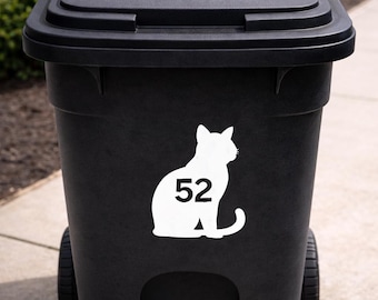 Pegatina personalizada para cubo de basura con número de casa – pegatina de vinilo impermeable
