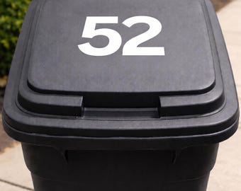 Pegatina personalizada para cubo de basura con número de casa – pegatina de vinilo impermeable