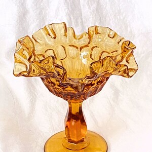 Fenton Colonial ruffled thumbprint compote