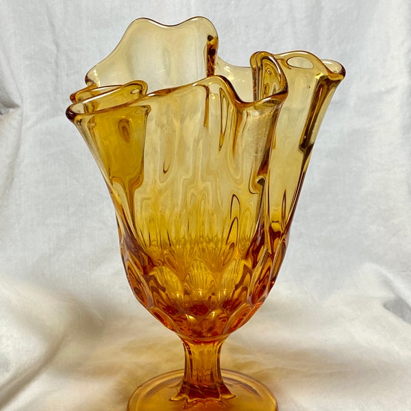 Fenton swung handkerchief amber vase