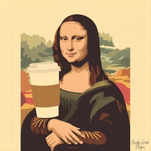 Coffee Art, Mona Latte, Painted Using Only Coffee, Drinking Coffee