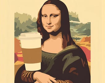 Coffee Art, Mona Latte, Painted Using Only Coffee, Drinking Coffee