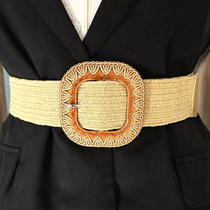 Woven Belt Womens Tan Braided Boho Festival Artisanal Cottagecore Hippie Folk spring summer fashion multi color bohemian style braided  main image 3