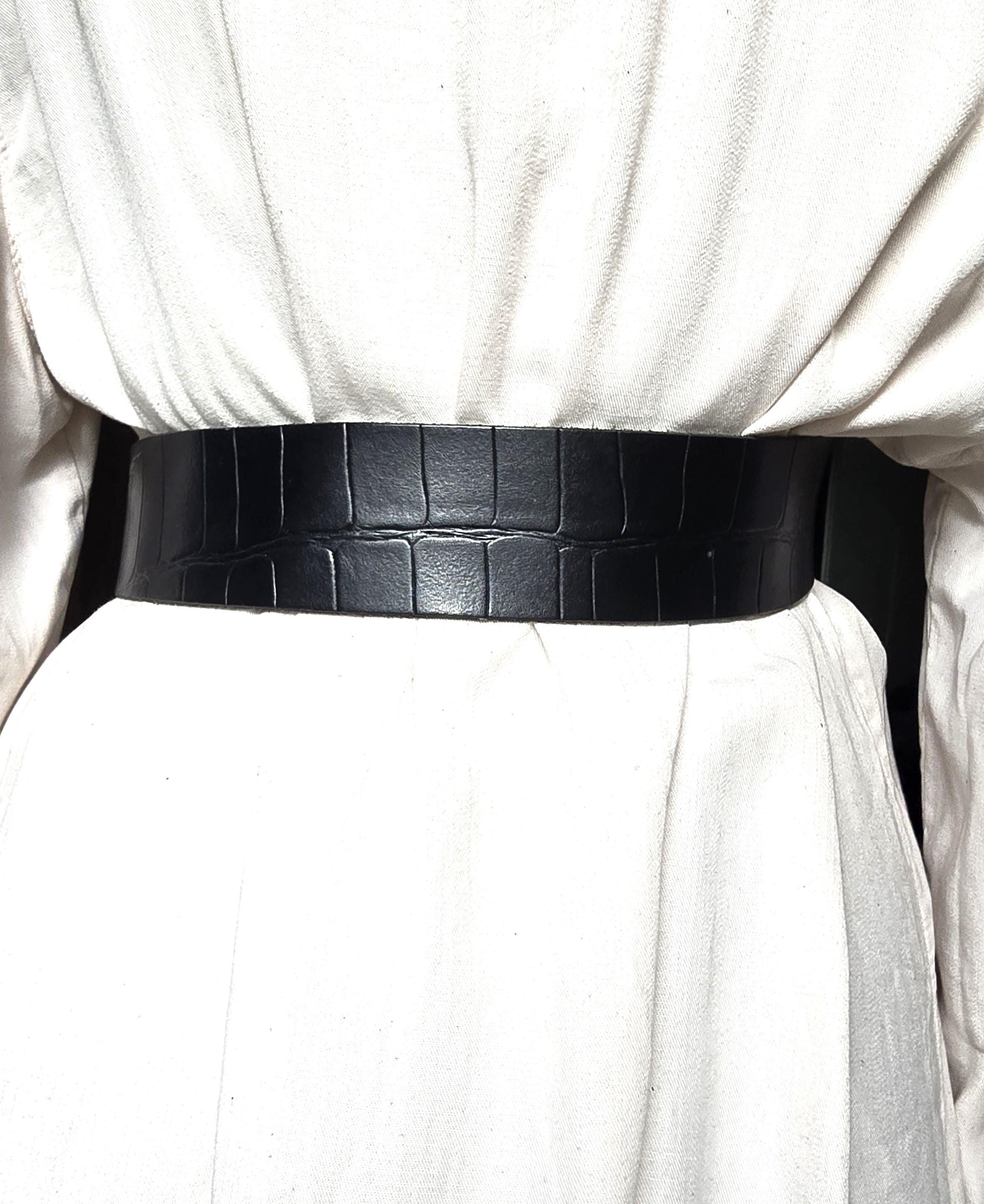 Vintage Y2K Statement Belt Black Croc Embossed Leather Large Silver Tone‎ Buckle Leather Croc Embossed Belt - Etsy main image 3