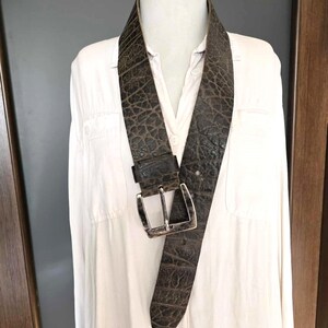 Vintage Red Temple Wide Brown Genuine Leather Belt - Rustic Western Heavy Leather - Chunky Antique Silver Buckle - Waist 84–97 cm | 33–38 in image 6