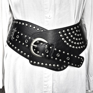 Wide Boho Leather Studded Belt - Etsy display picture 1