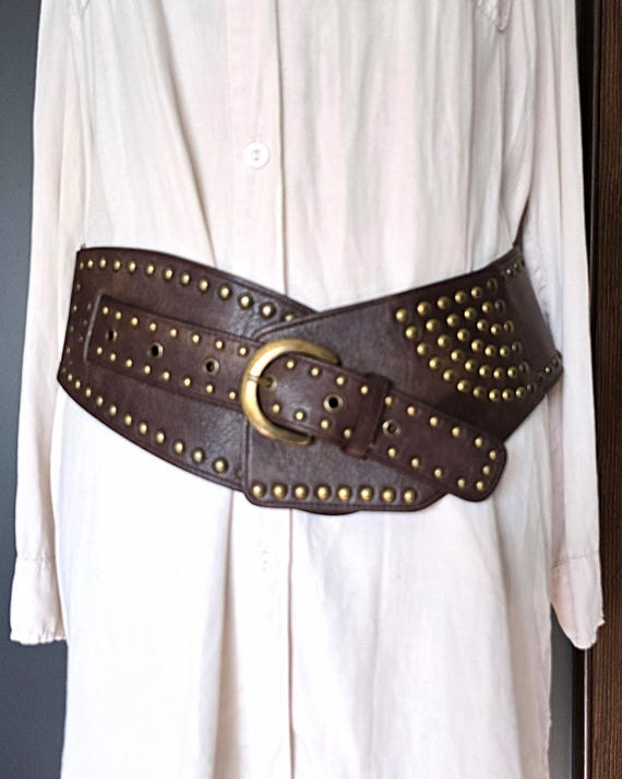 Wide Retro Vintage Leather Cinch Waist Belt 2.4 main image 3