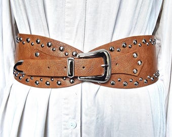 Vintage Brown Distressed Eco Leather Belt - Rustic Boho  display picture 3