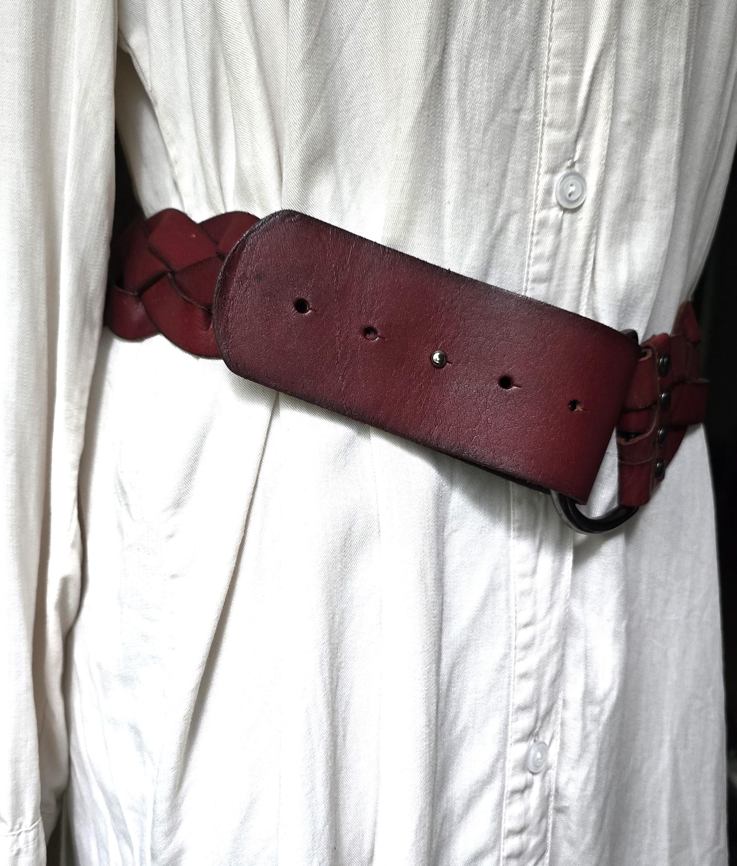 Vintage Burgundy Leather Locking Loop Belt Boho Western Maroon Size XL Retro 5D_40334Oxblood_and_Antique_Co  main image 2
