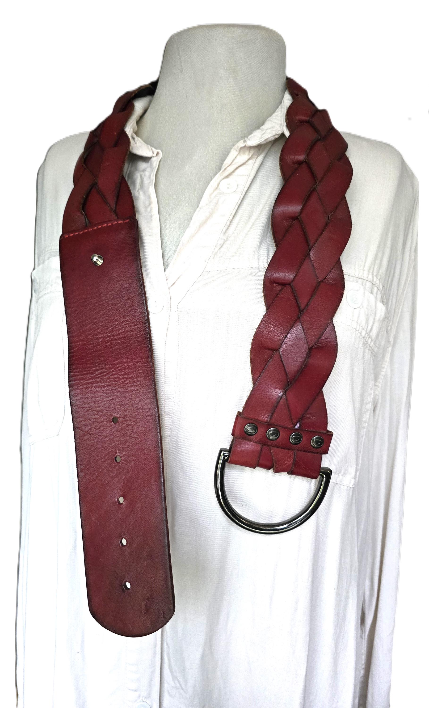 Vintage Burgundy Leather Locking Loop Belt Boho Western Maroon Size XL Retro 5D_40334Oxblood_and_Antique_Co  main image 4