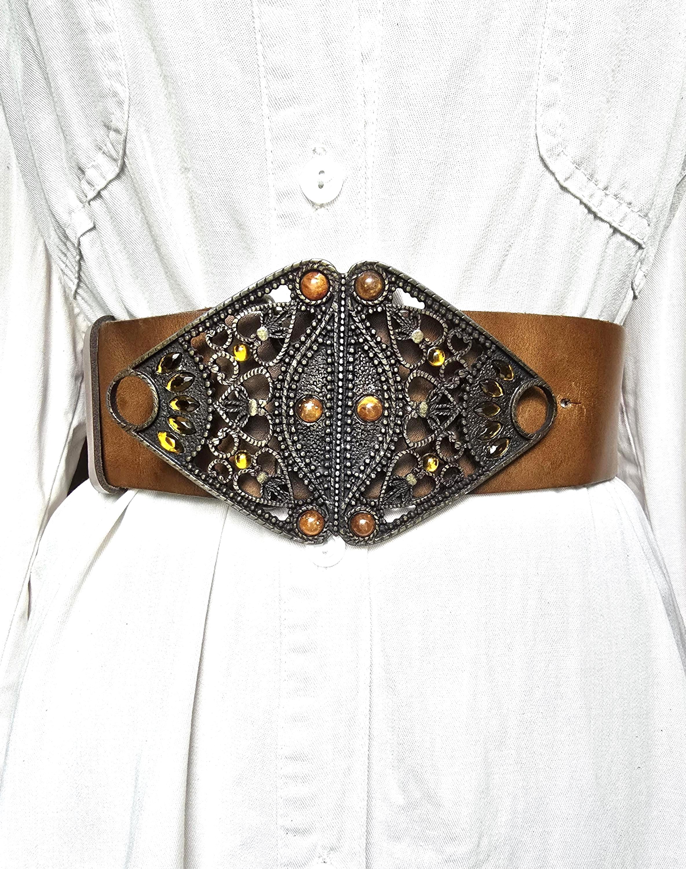 Vintage Amber Stone Glittery Belt GOLD BELT| Rebekajewelry main image 2