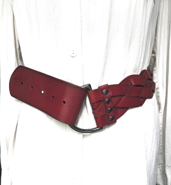 GAP | Genuine Leather Wide Braided Boho Belt Large Braided Leather Belt Boho, Wide Waist Belt, Genuine  main image 3