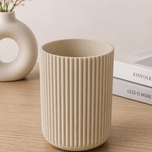 Modern Ribbed Planter Pot – 3D Printed PLA Vase – Sage Green, White or Light Pink – Minimalist Home Decor – 80mm x 105mm